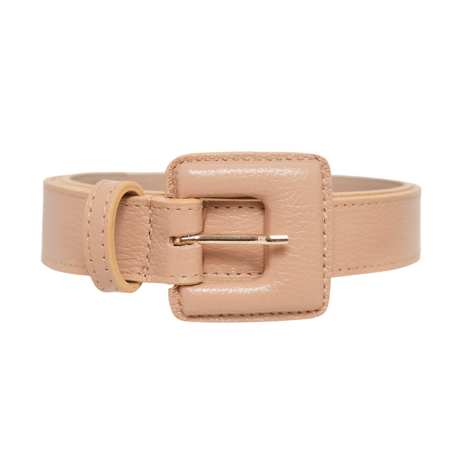 Beltbe Women's Neutrals Mini Square Narrow Belt - Beige