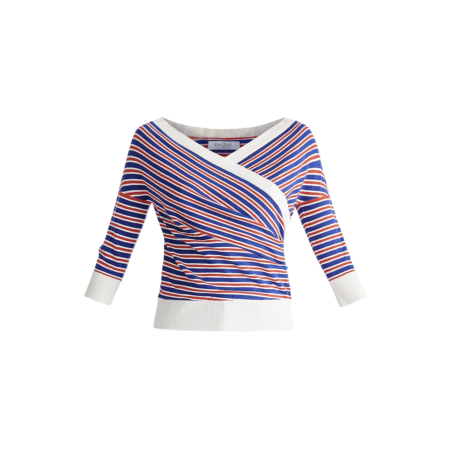 Paisie Women's Red / White / Blue Knitted Wrap Top In Red, White & Blue In Purple