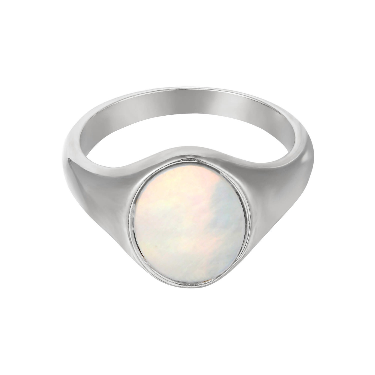 Women’s Ecoated Sterling Silver Mother Of Pearl Signet Ring Seol + Gold