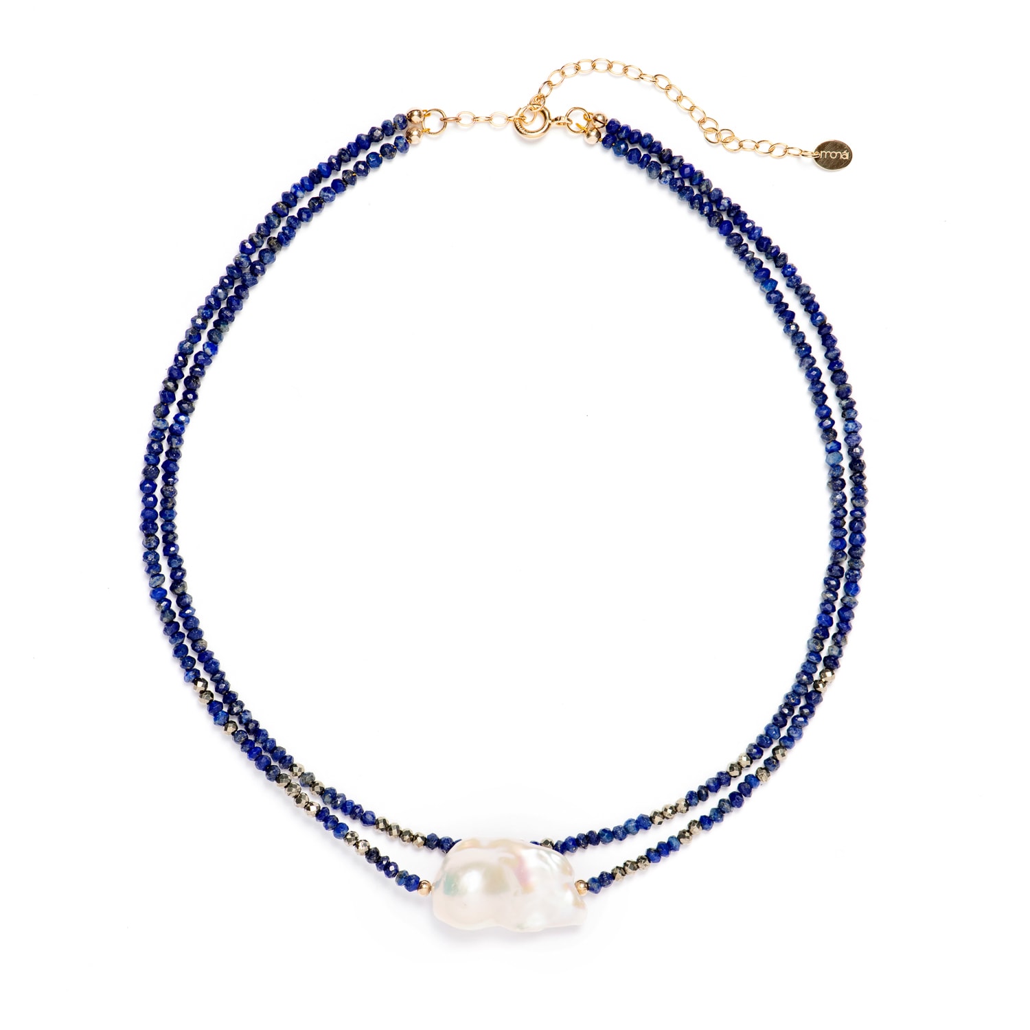 Monái Women's Blue / Gold Baroque Pearl Lapis Lazuli Necklace In Multi