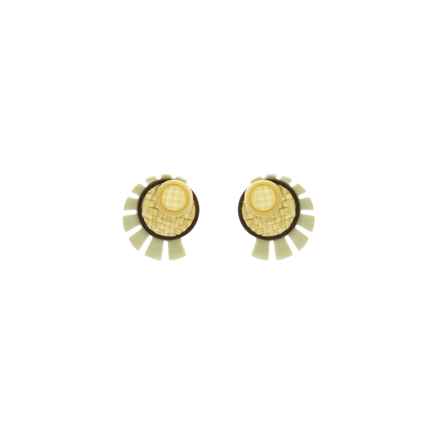 Gissa Bicalho Women's Neutrals Acrylic Handmade Earring Sun Light Kahki In Green
