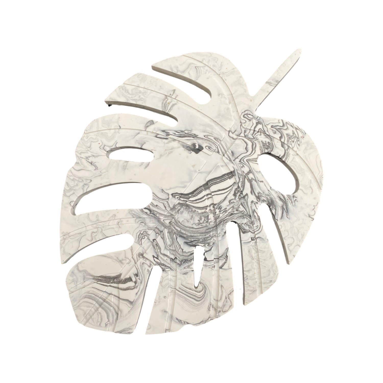 By Shax White Monstera Leaf Marbled Tray In White
