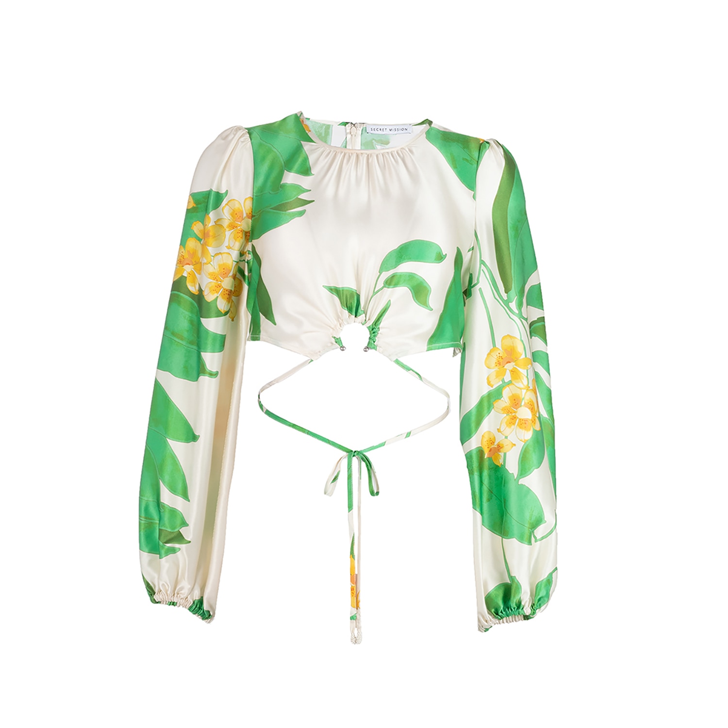 Women’s Donna Green Tropical Blouse - Silk Large Secret Mission