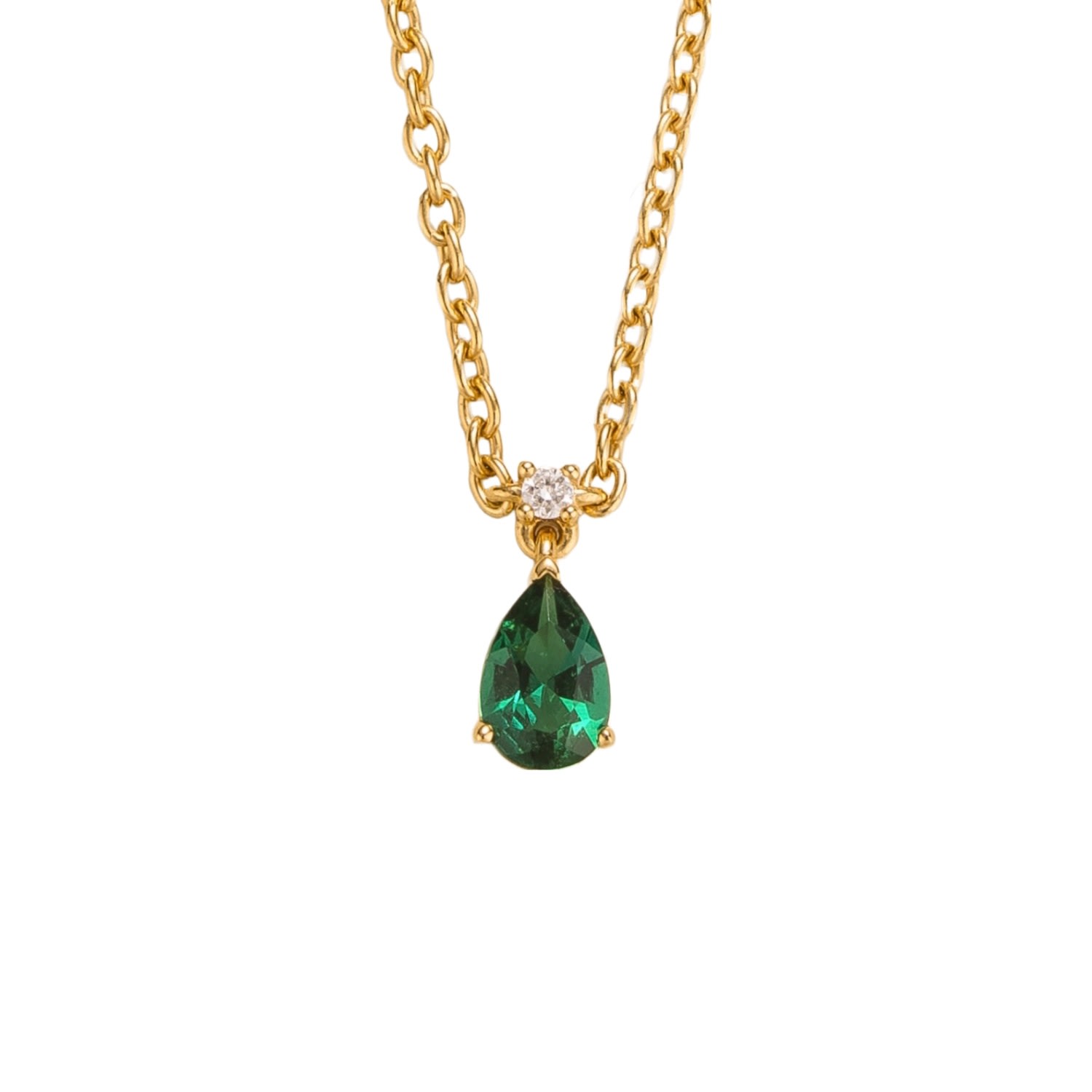 Juvetti Women's Gold / Green / White Ori Small Gold Pendant Necklace In Emerald & Diamond In Multi