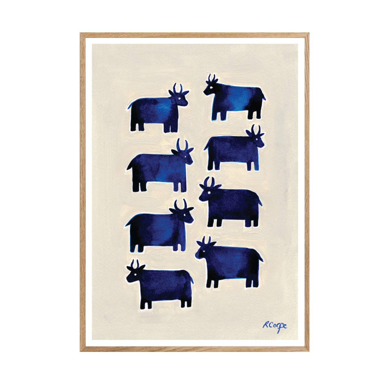 Rosanna Corfe Neutrals / Blue A3 - Blue Cow Print In Multi