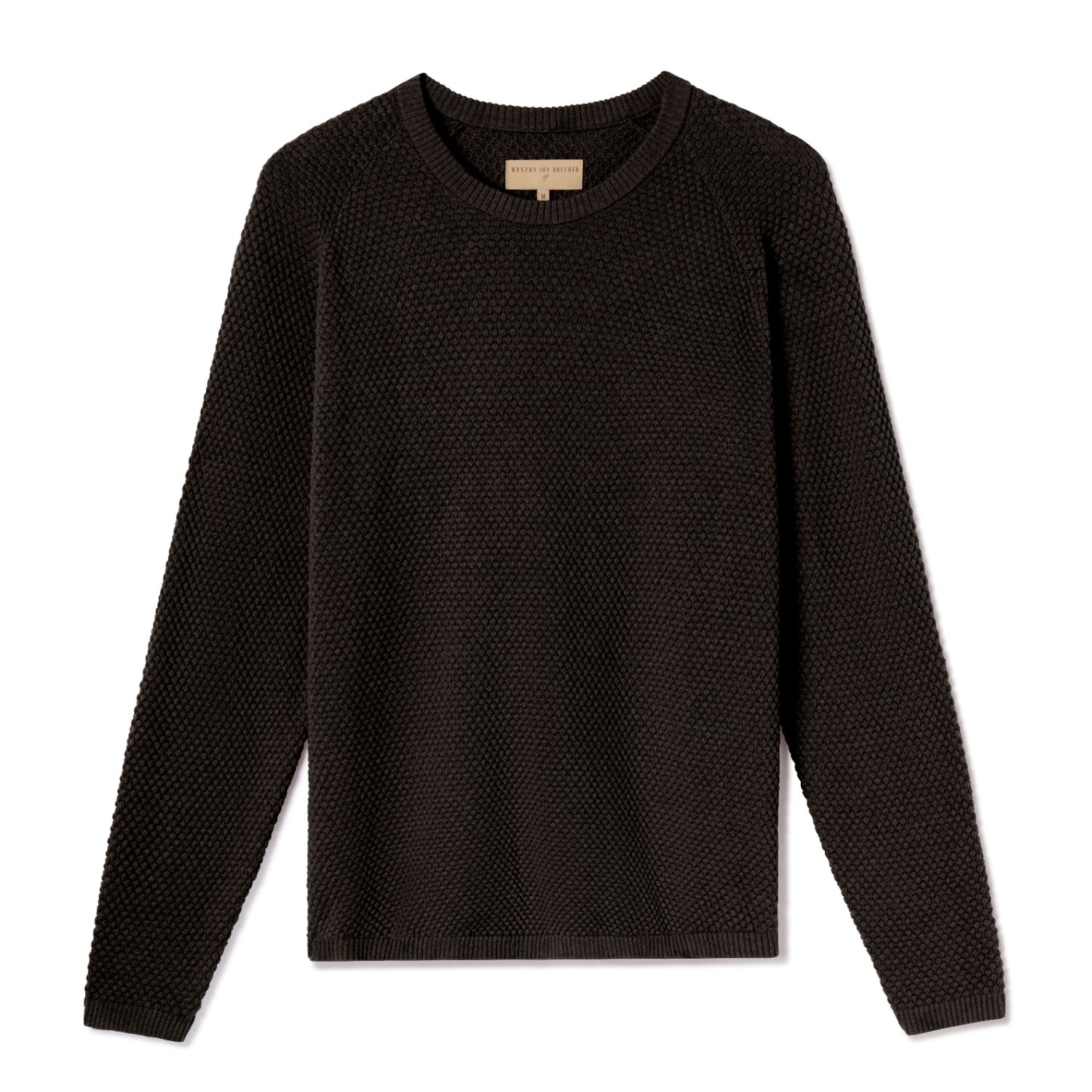 Weston Jon Boucher Black Ripley Crew Neck Cotton & Cashmere Sweater Slim - Dark Earth In Black