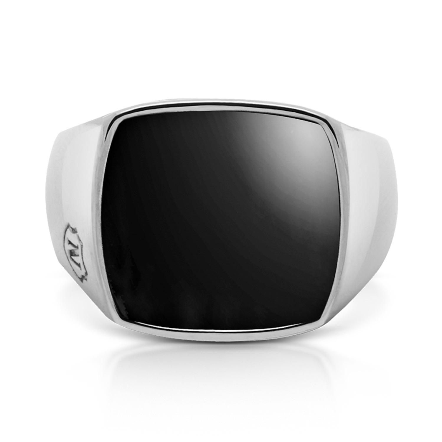 Silver / Black Men’s Silver Signet Ring With Onyx Nialaya