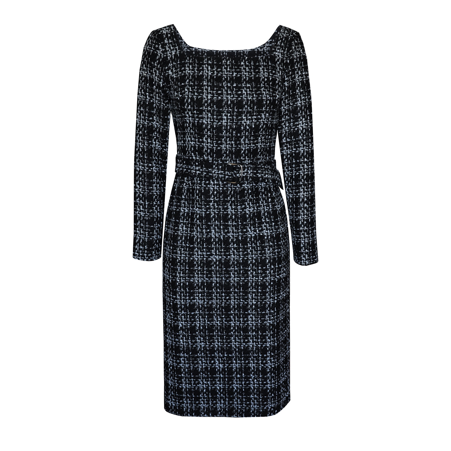 Women’s Kim Checked Metallic Tweed Midi Dress - Black And White Extra Small 2Kstyle