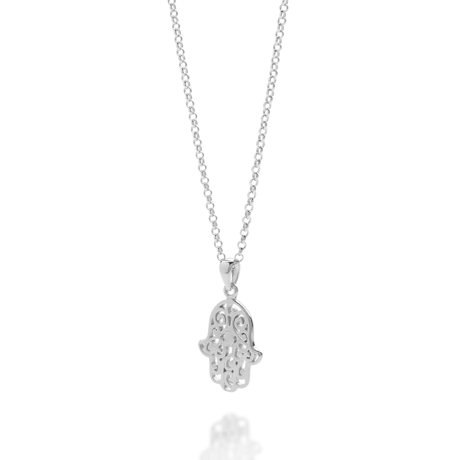 Nellou Jewellery Women's Hamsa Hand Necklace Sterling Silver