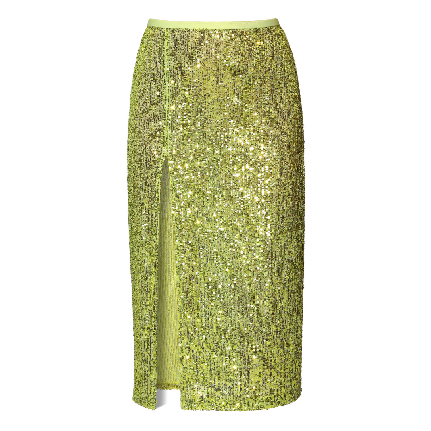 Aggi By Halewski Women's Yellow / Orange Zuza Lemon Sparkle Sequin Midi Skirt In Yellow/orange