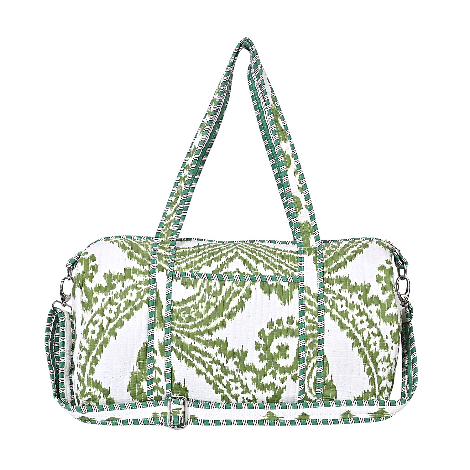 Conscious Yoga Collective Women's Green / White The Ikat Cotton Weekender In Green In Multi