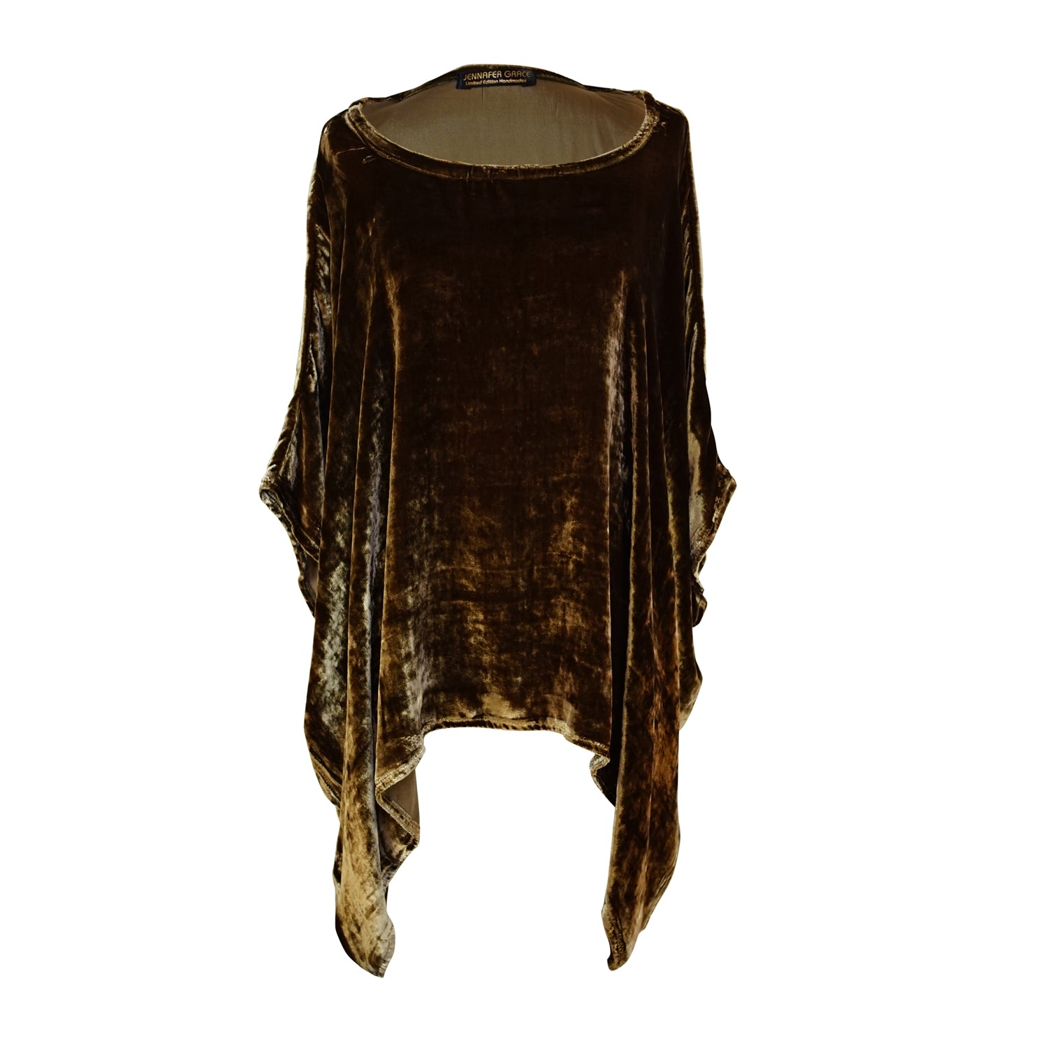 Jennafer Grace Women's Green Olive Silk Velvet Scarf Blouse In Green