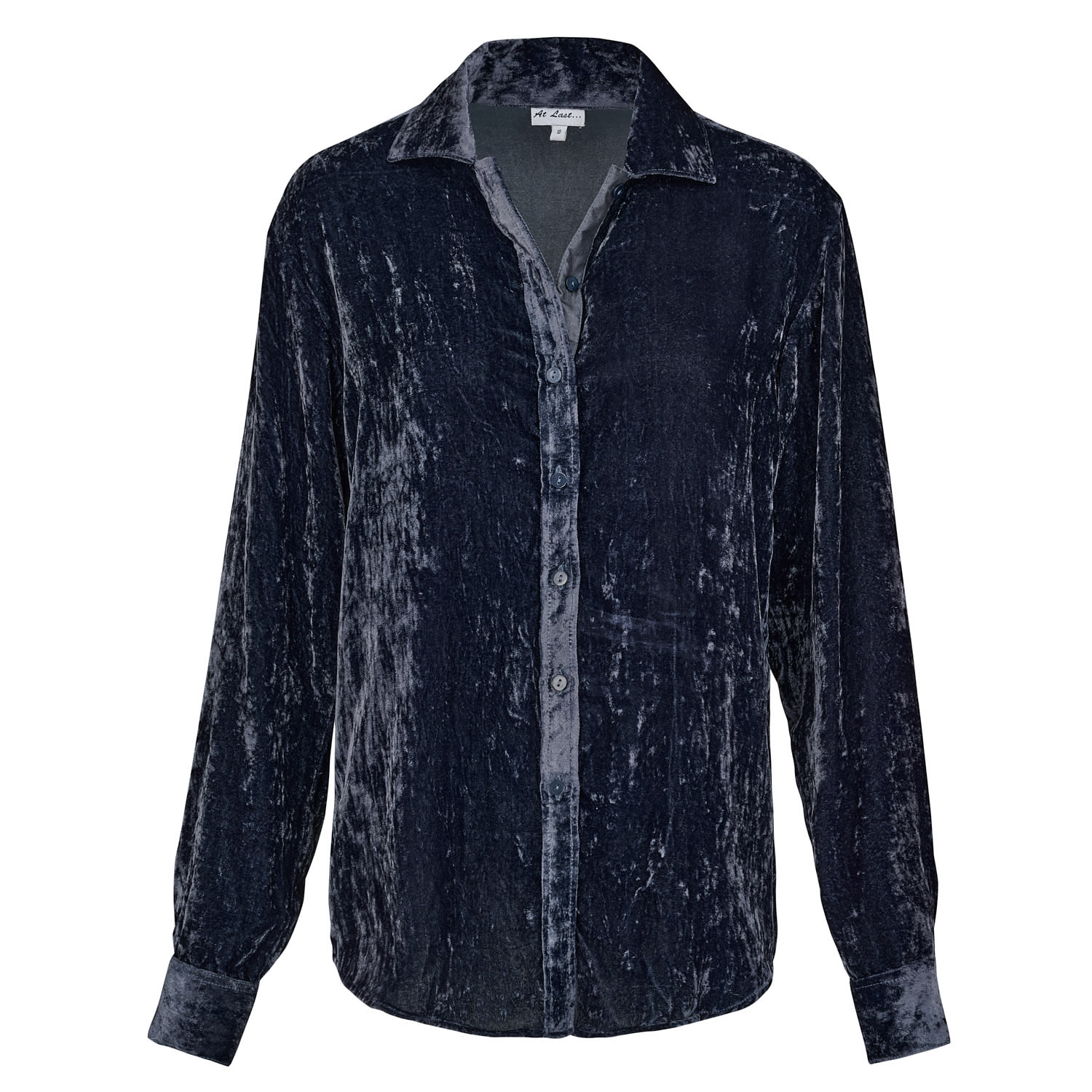 At Last... Women's Green Silk Velvet Karen Shirt In French Grey In Green