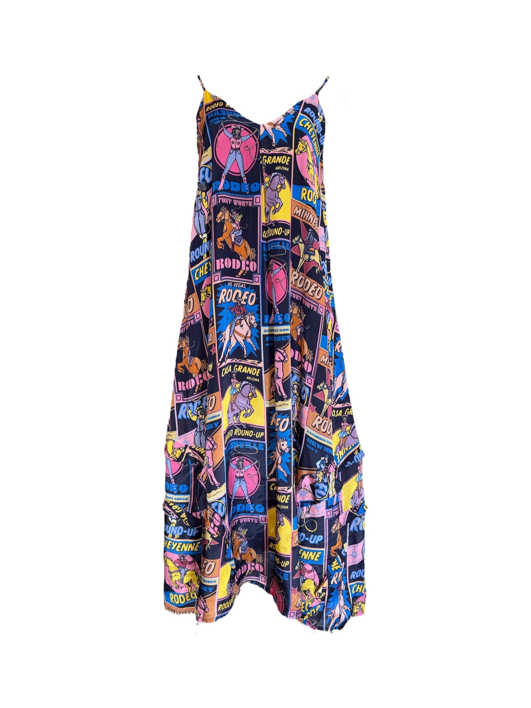 Any Old Iron Women's Black / Blue Multicolor Rodeo Ruffle Dress
