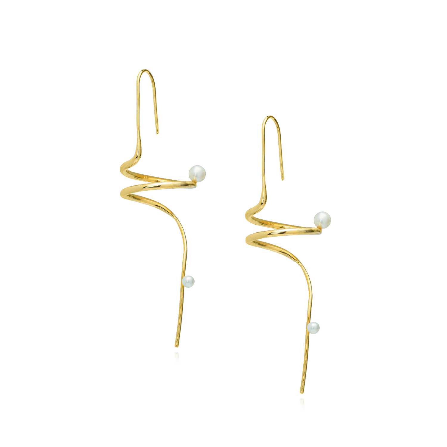 Alura Copenhagen Jewellery Women's Gold Ocean - Spiral Earrings W. Pearls In Gold