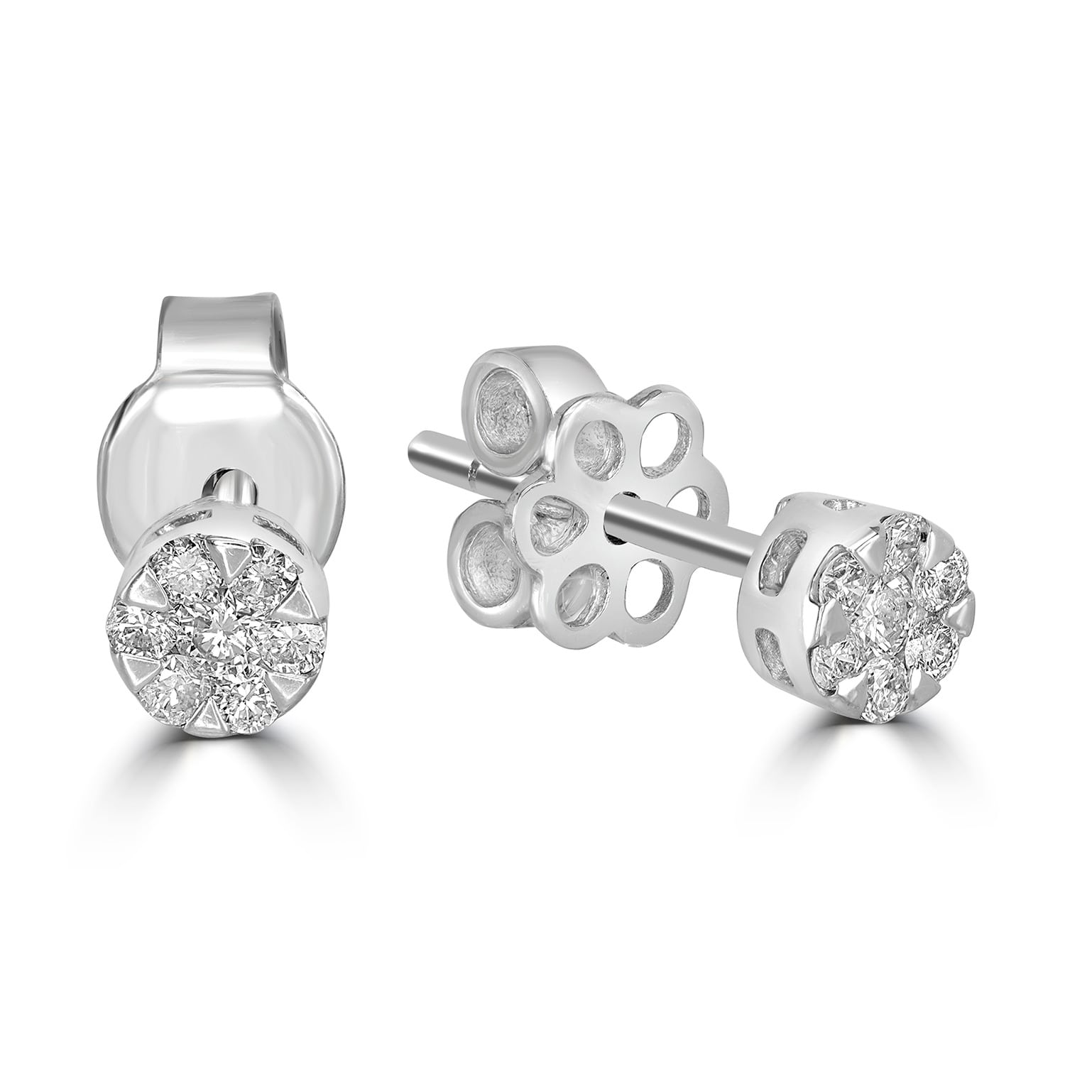 Artisan Women's Natural Diamond Seven Stone Stud Earrings In White Gold