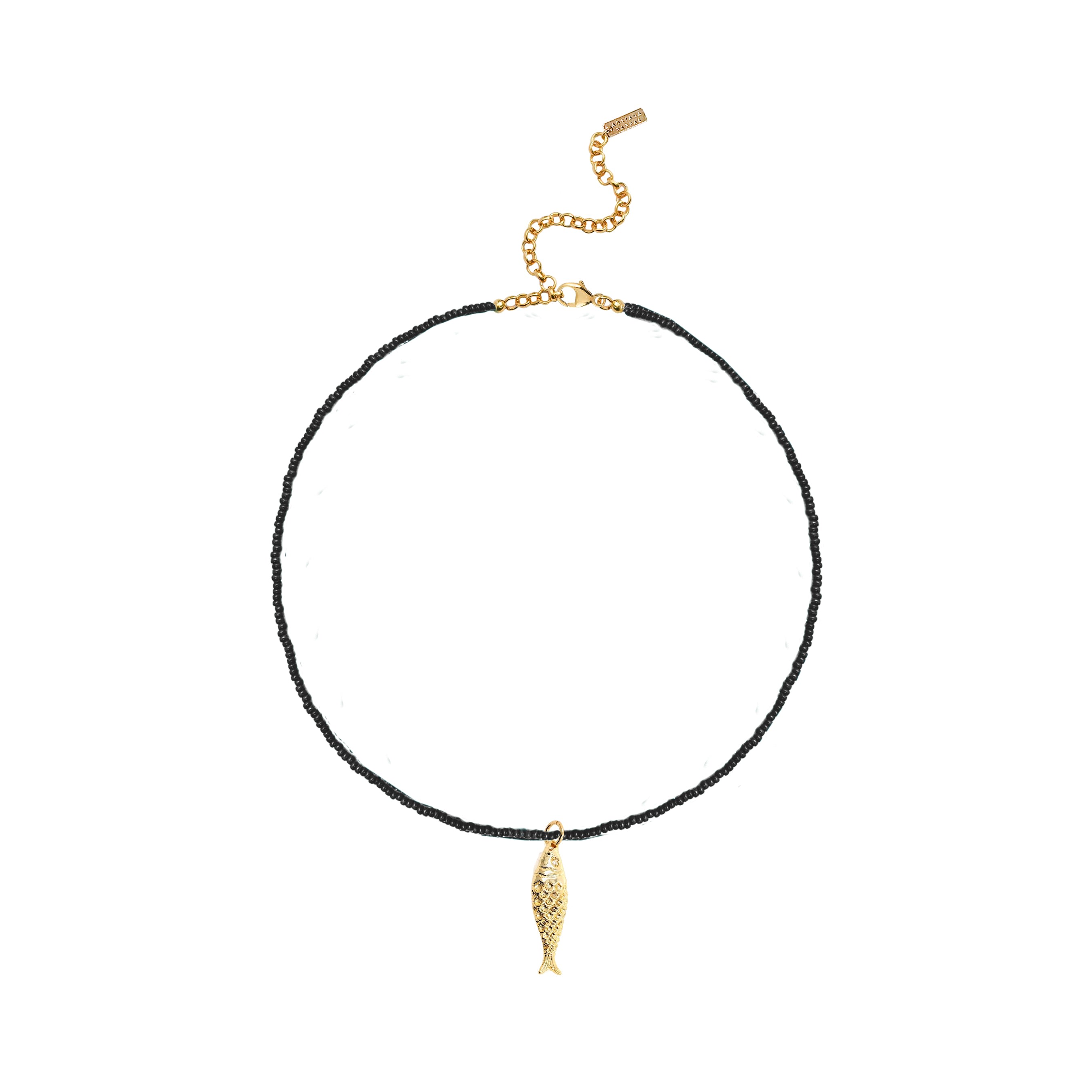 Women’s Black / Gold Lucky Fish Necklace - Black Adriana Pappas Designs