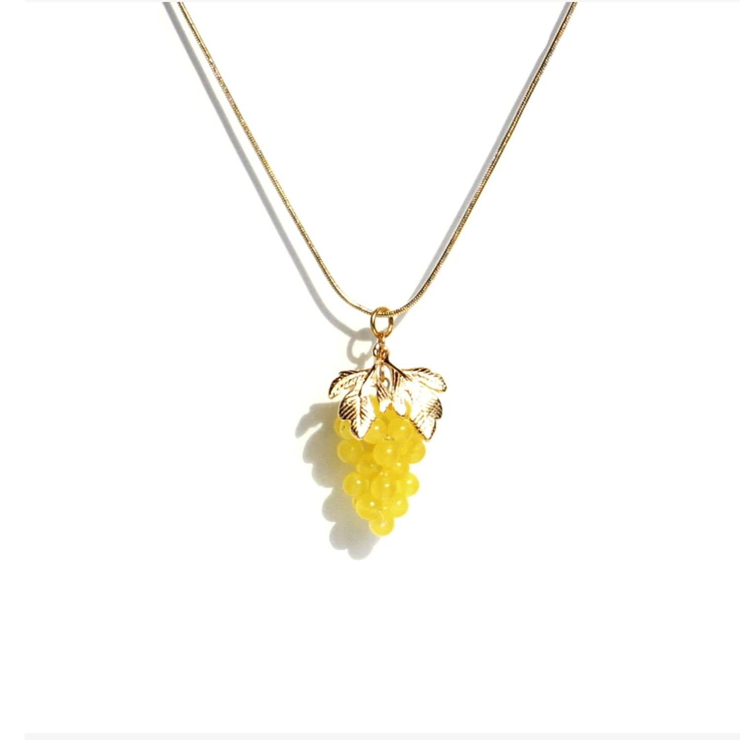 I'mmany London Women's Red Very Grapeful Gemstone Grape Pendant Necklace - Yellow Jade