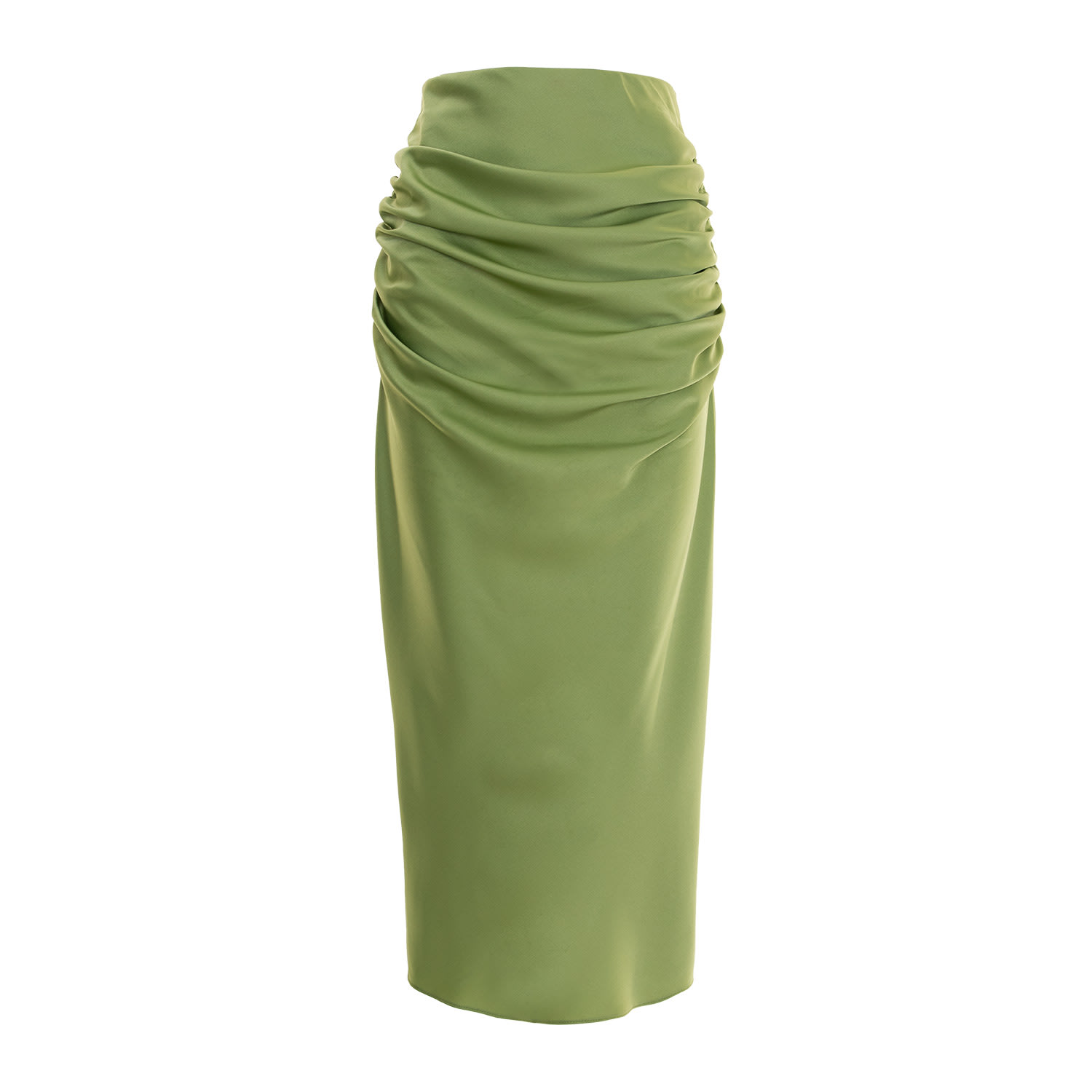 Concept A Trois Women's Green Midi Satin Skirt  - Olive In Green
