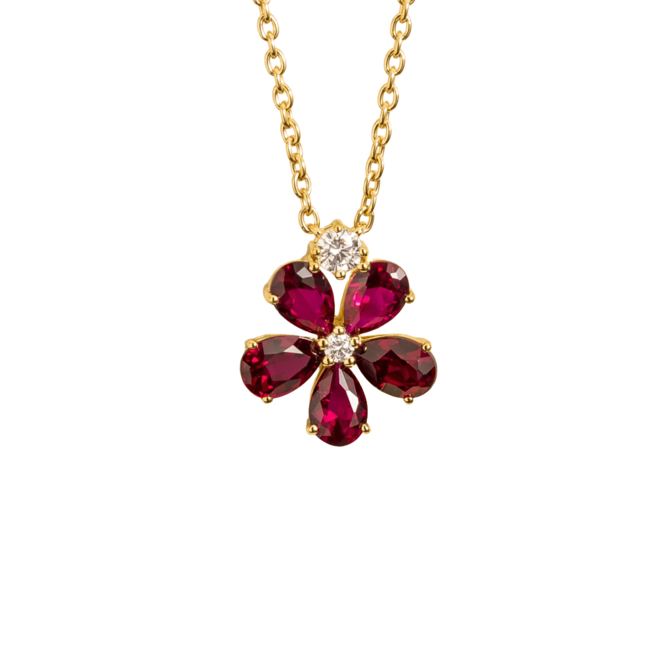 Juvetti Women's Gold / White / Red Florea Gold Necklace Ruby Sapphire & Diamond In Multi