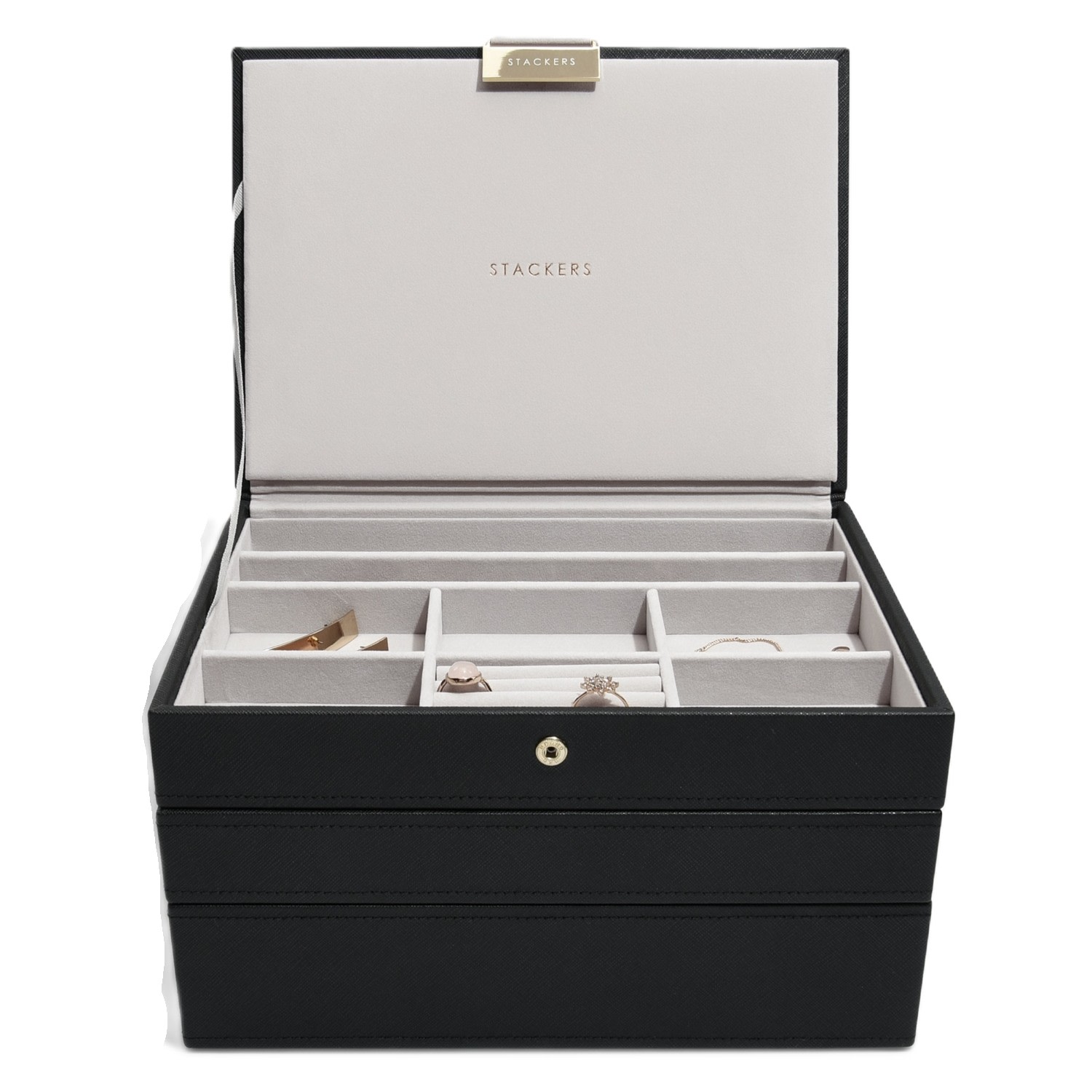 Stackers Women's  Classic Black Jewellery Box Set Of Three In Black