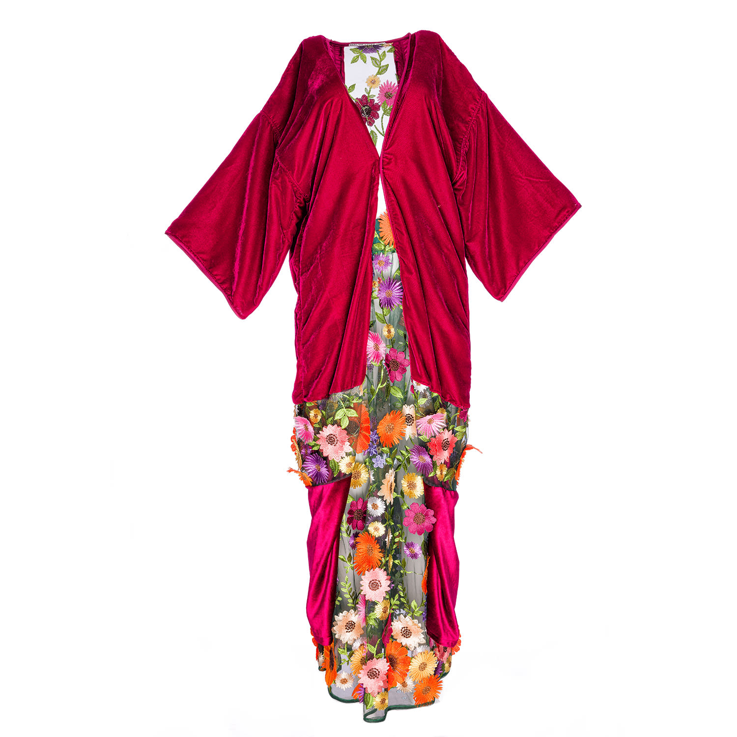 Harlow Loves Daisy Women's Celestial Deep Forest Robe - Merlot Velvet Robe Featuring Celestial Deep Forest In Green