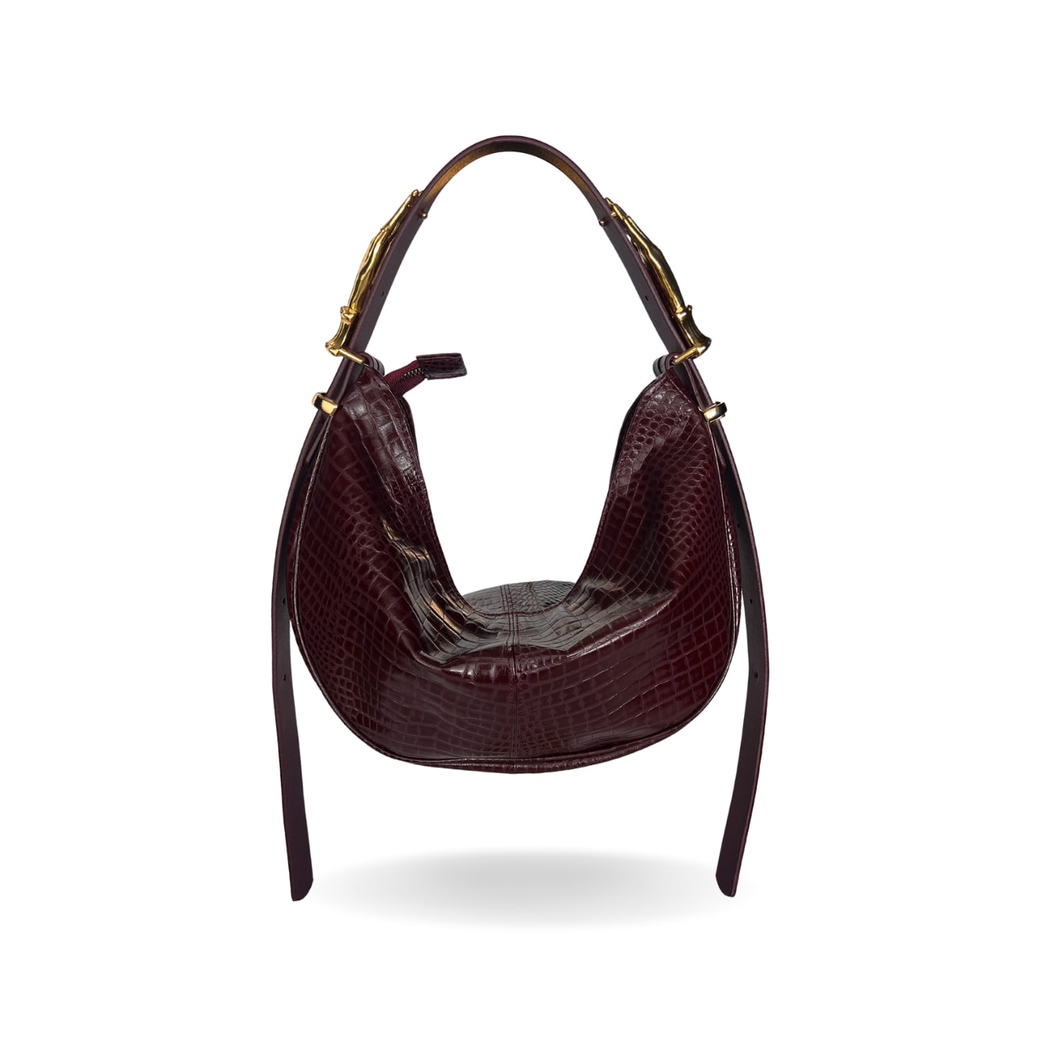Indigolush Women's Brown / Red Hobo Adjustable Hand Shaped Leather Bag Midi Black Cherry Two Hands In Multi