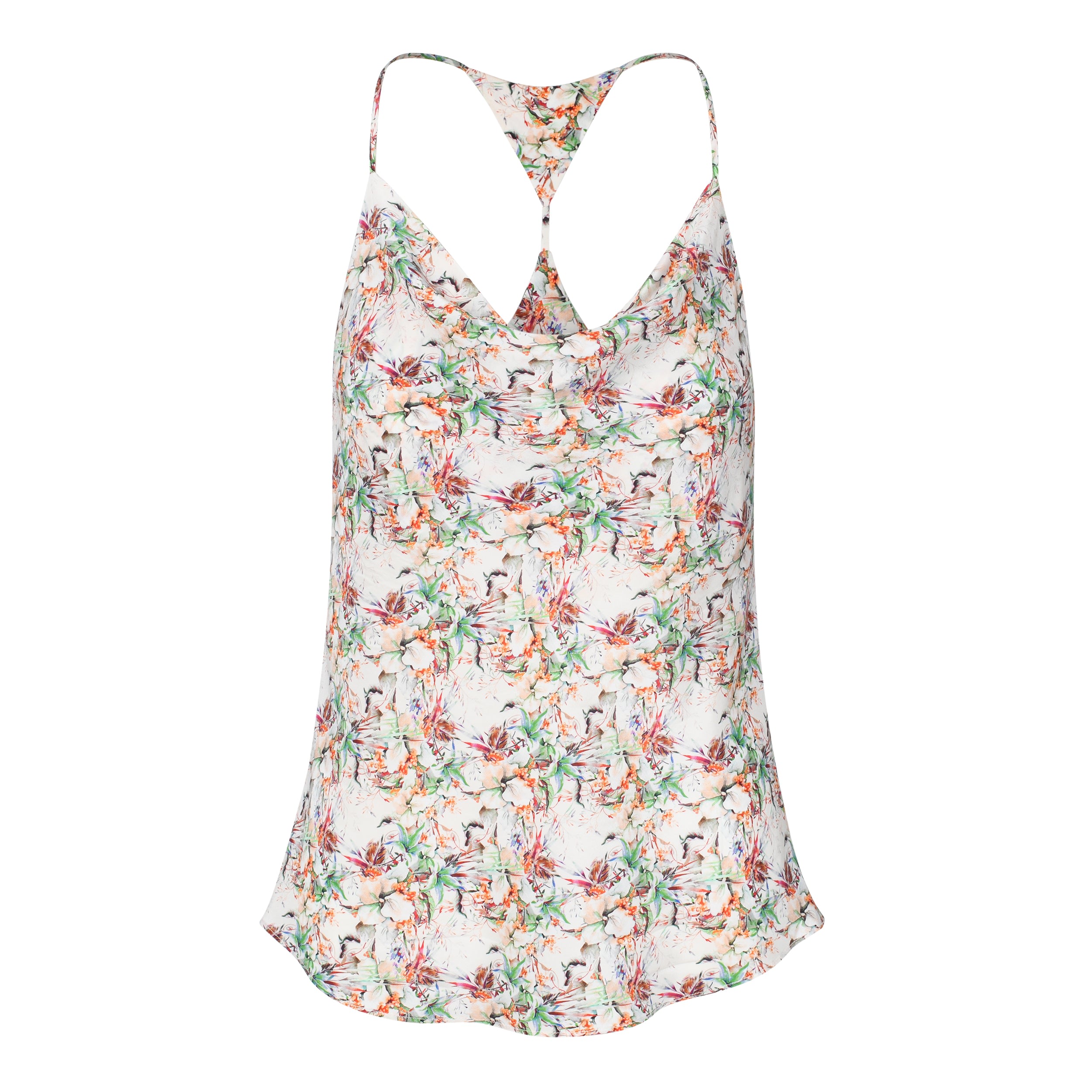 Le Soie Noir Women's Olivia Floral Racer Tank
