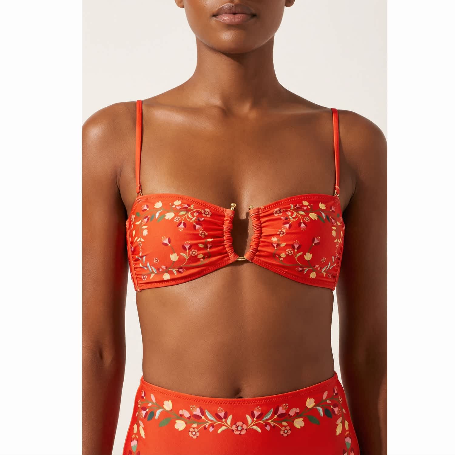 Scarlet Bloom Reversible Square Bandeau Top | Jessie Zhao New York