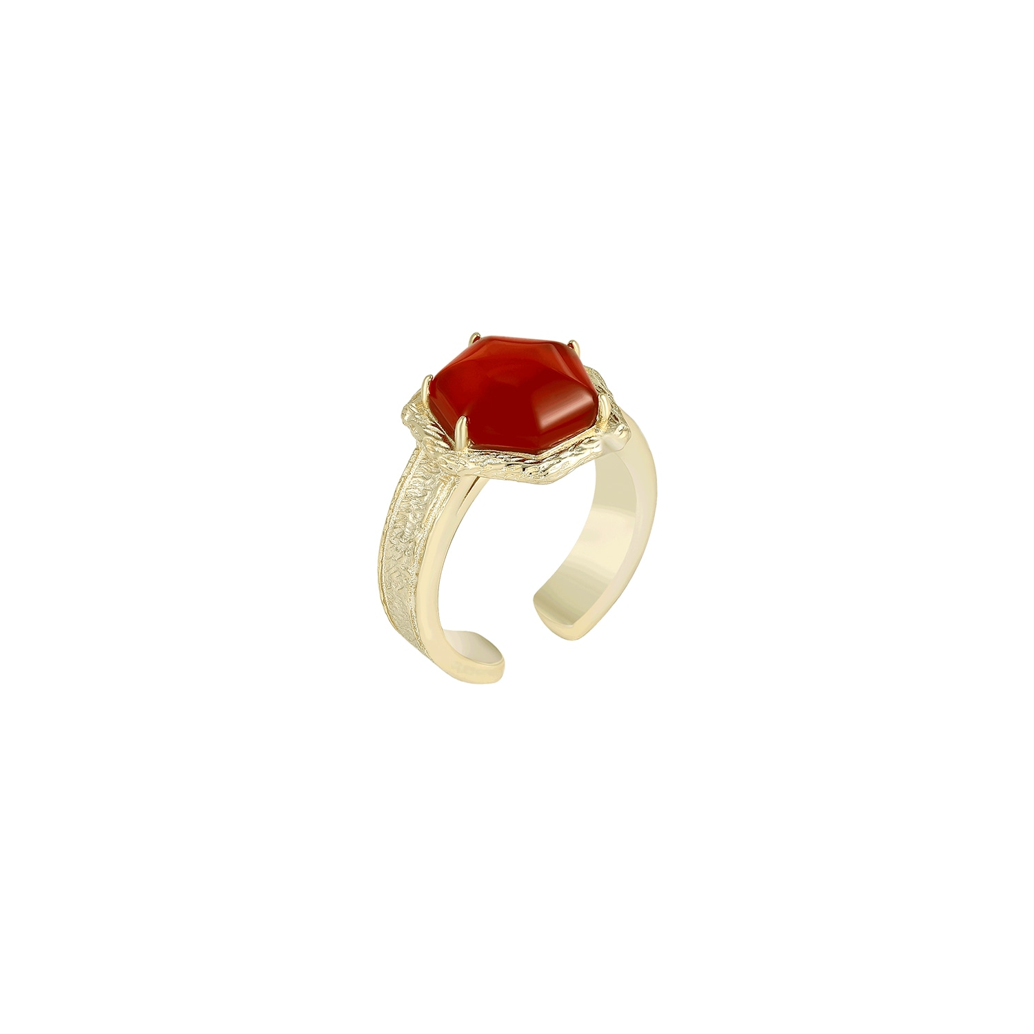 Retro Chic Women's Gold / Red Red Agate Tiger Ring In Multi