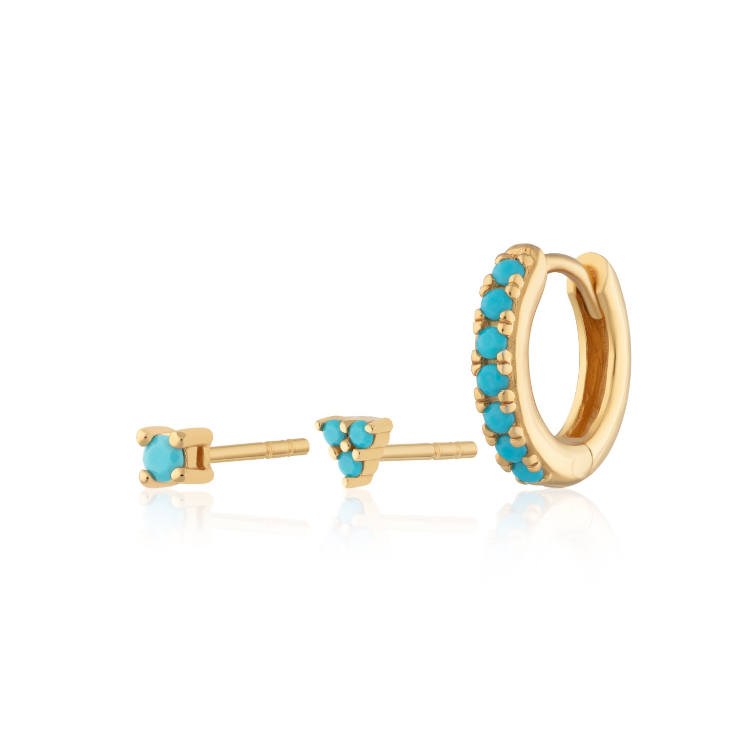 Scream Pretty Women's Gold Turquoise Trinity Set Of Three Earrings In Multi