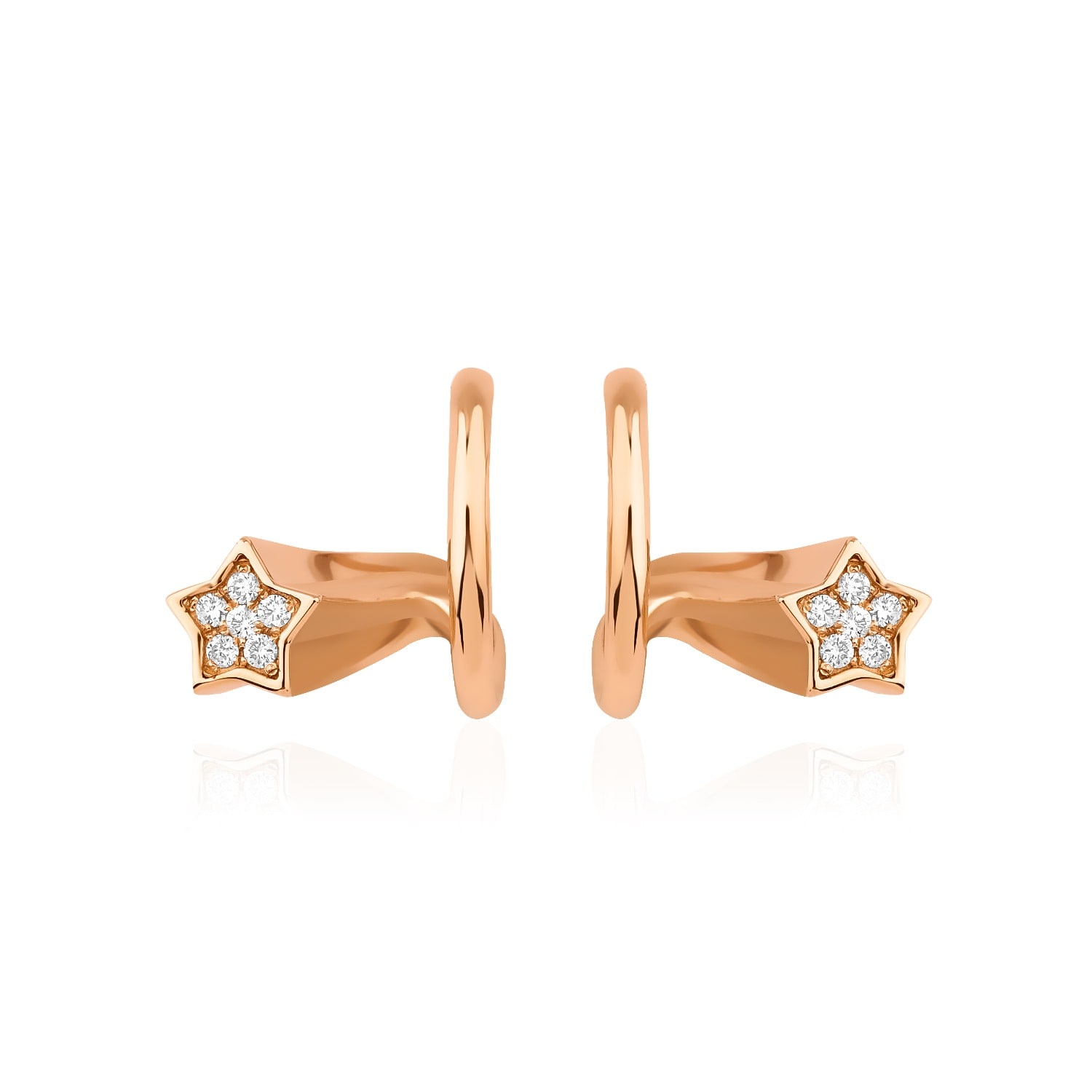 Melez Mini Atelier Women's Gold / Rose Gold / White Crest Star Earrings - Solid Rose Gold With Diamonds