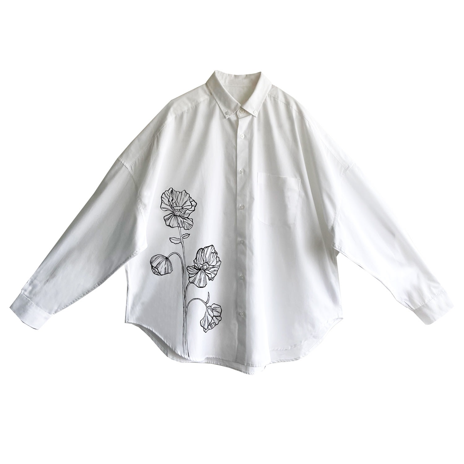 Men’s White Oversized Shirt With H& Painted Flowers Small Quillattire