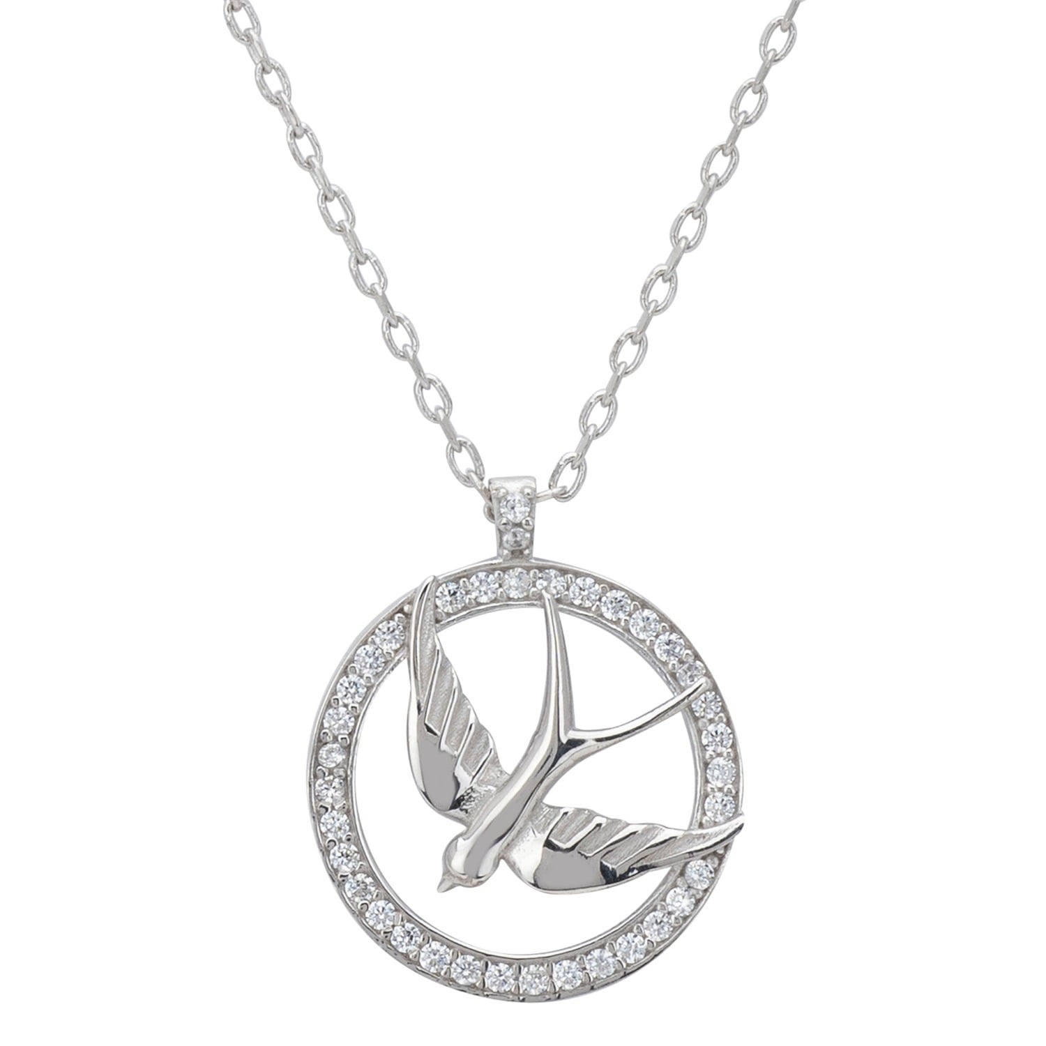 Latelita Women's Silver / White Swallow Halo Pendant Necklace Silver In Multi