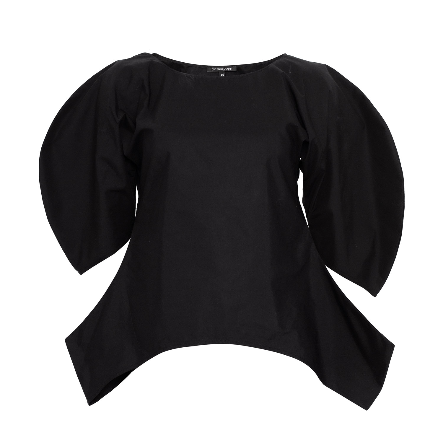 Bianca Popp Women's Puff Blouse With Flaps In Black Cotton In Black