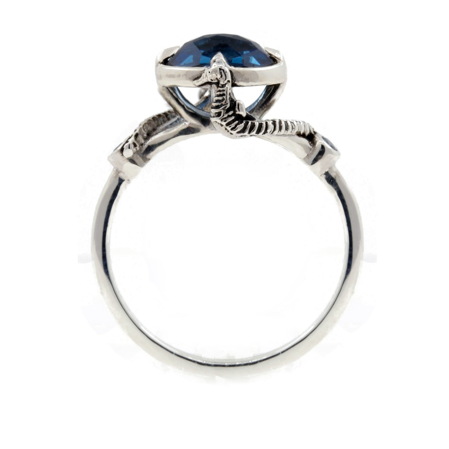 Lee Renee Women's Seahorse Blue Topaz Ring - Silver