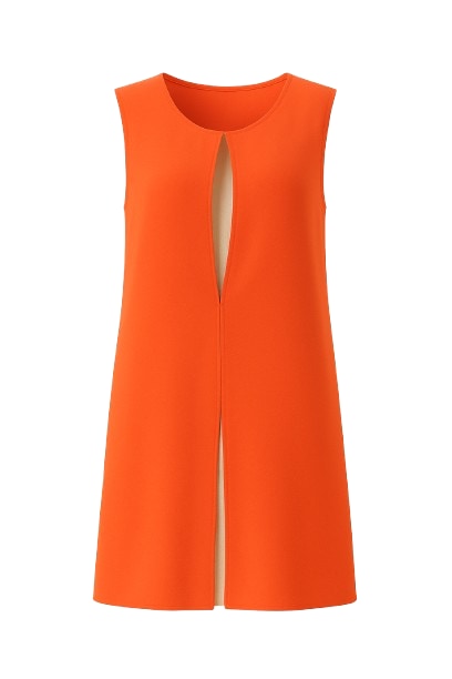 Conquista Women's Orange Inverse Pleat Detail Shift Dress In Orange