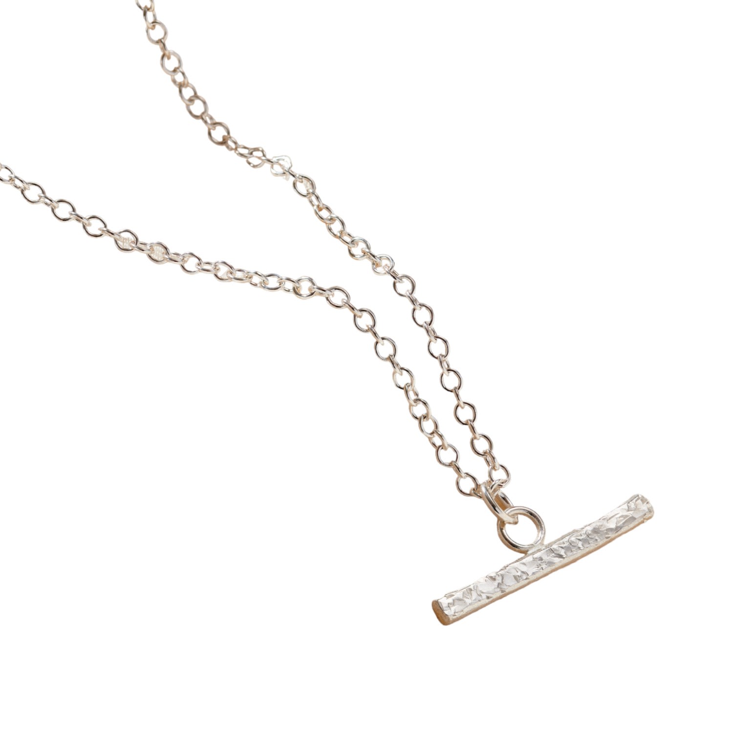 Women’s Sterling Silver Textured T-Bar Necklace Posh Totty Designs