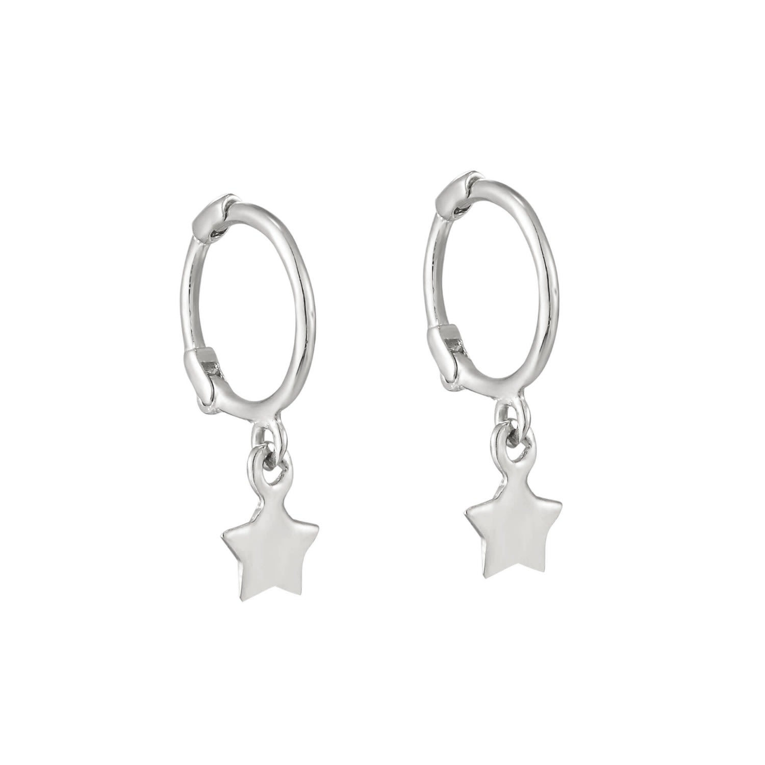 Women’s Ecoated Sterling Silver Tiny Star Charm Hoops Seol + Gold