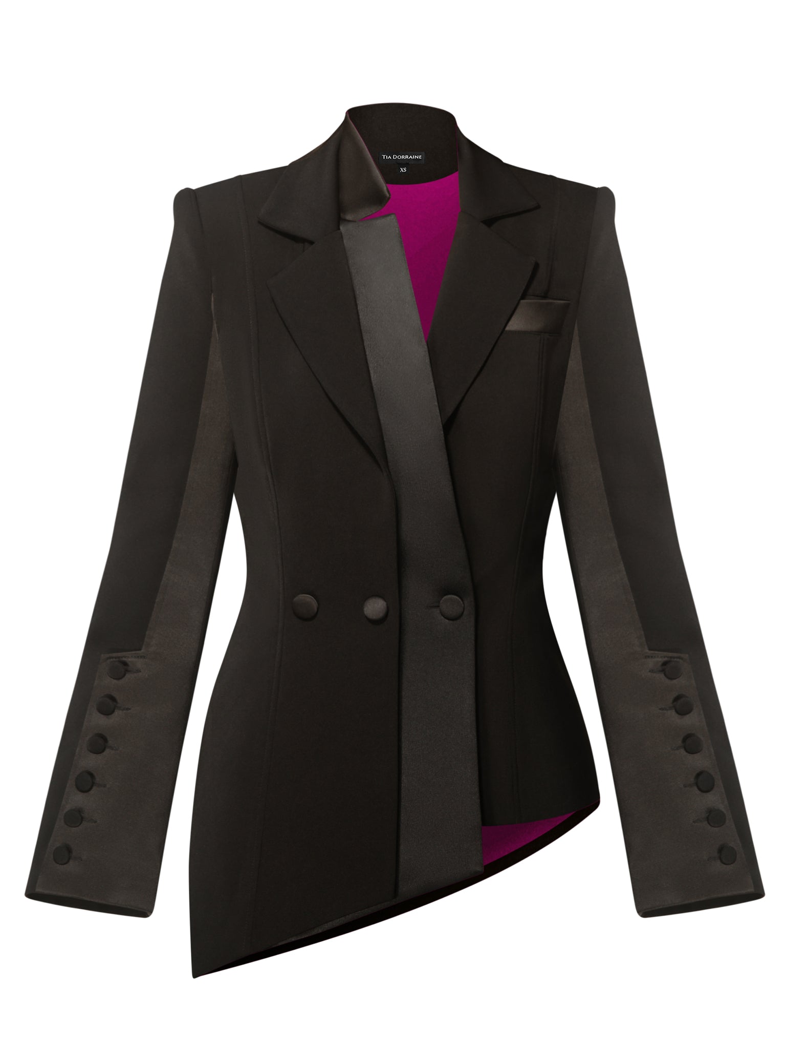 Tia Dorraine Women's Modern Power Asymmetric Tailored Blazer - Black In Black