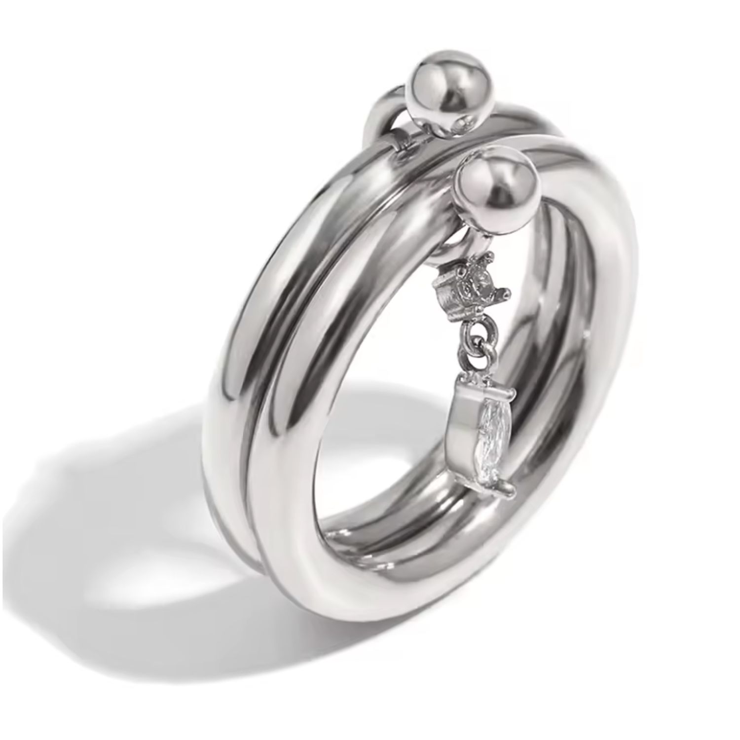 Olivia Le Women's Silver Stacked Jewel Ring In Silver