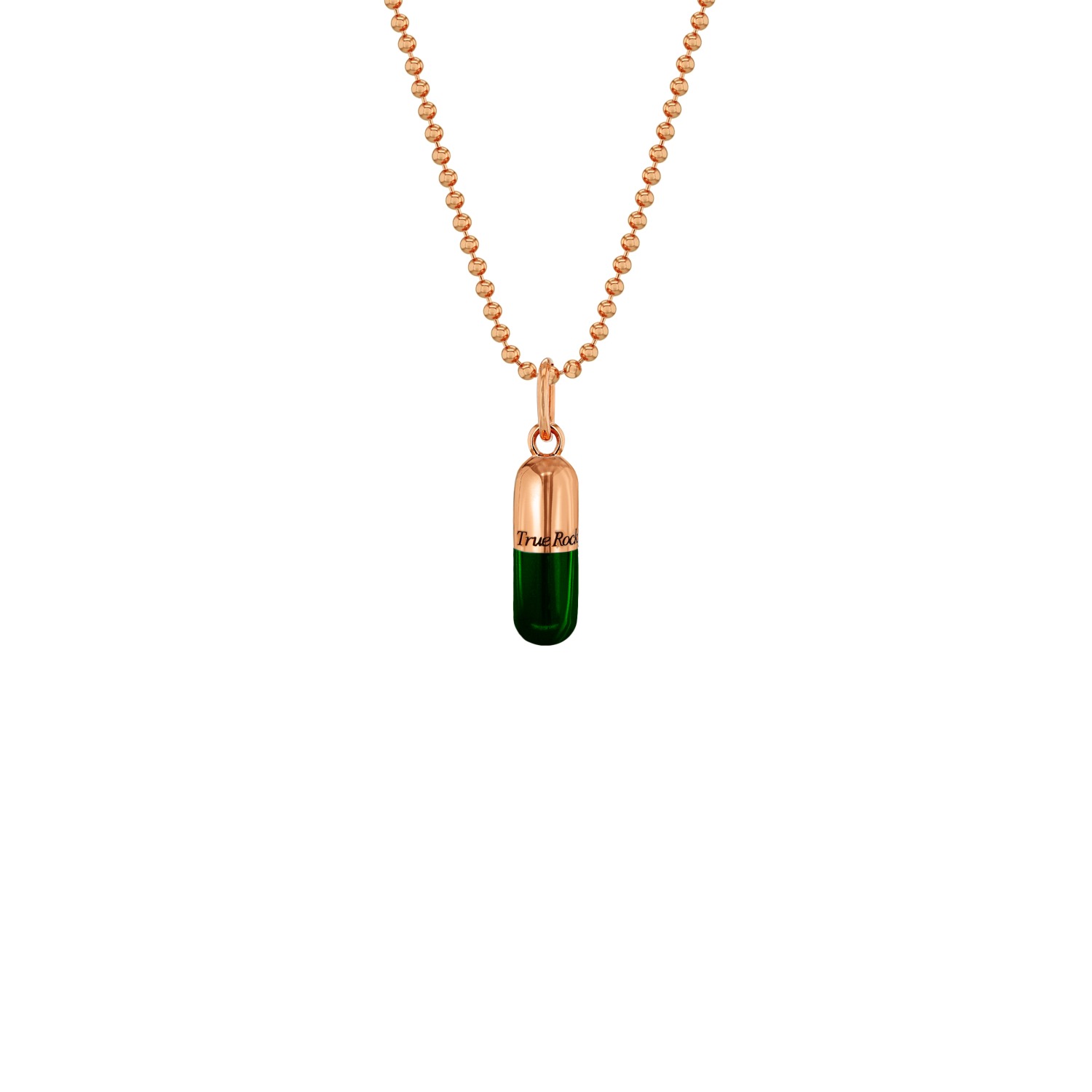 True Rocks Men's Green / Rose Gold Small Pill Pendant Green & 18kt Rose Gold In Gold