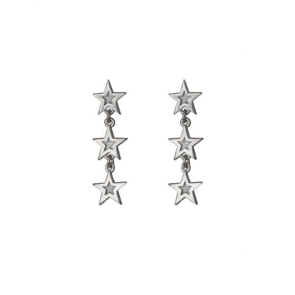 EDGE ONLY MEGASTAR 3 STAR DROP EARRINGS IN SILVER