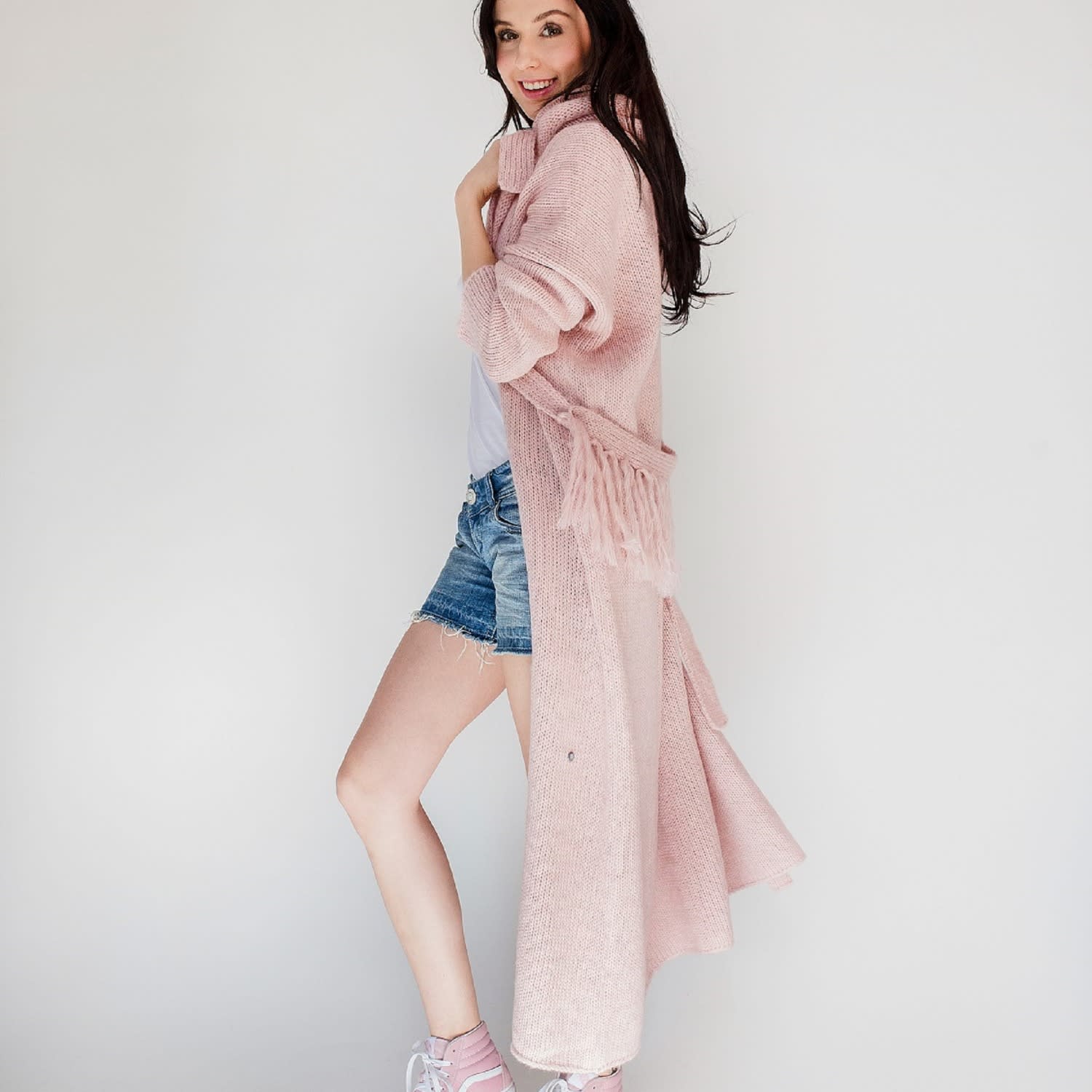 light pink long cardigan