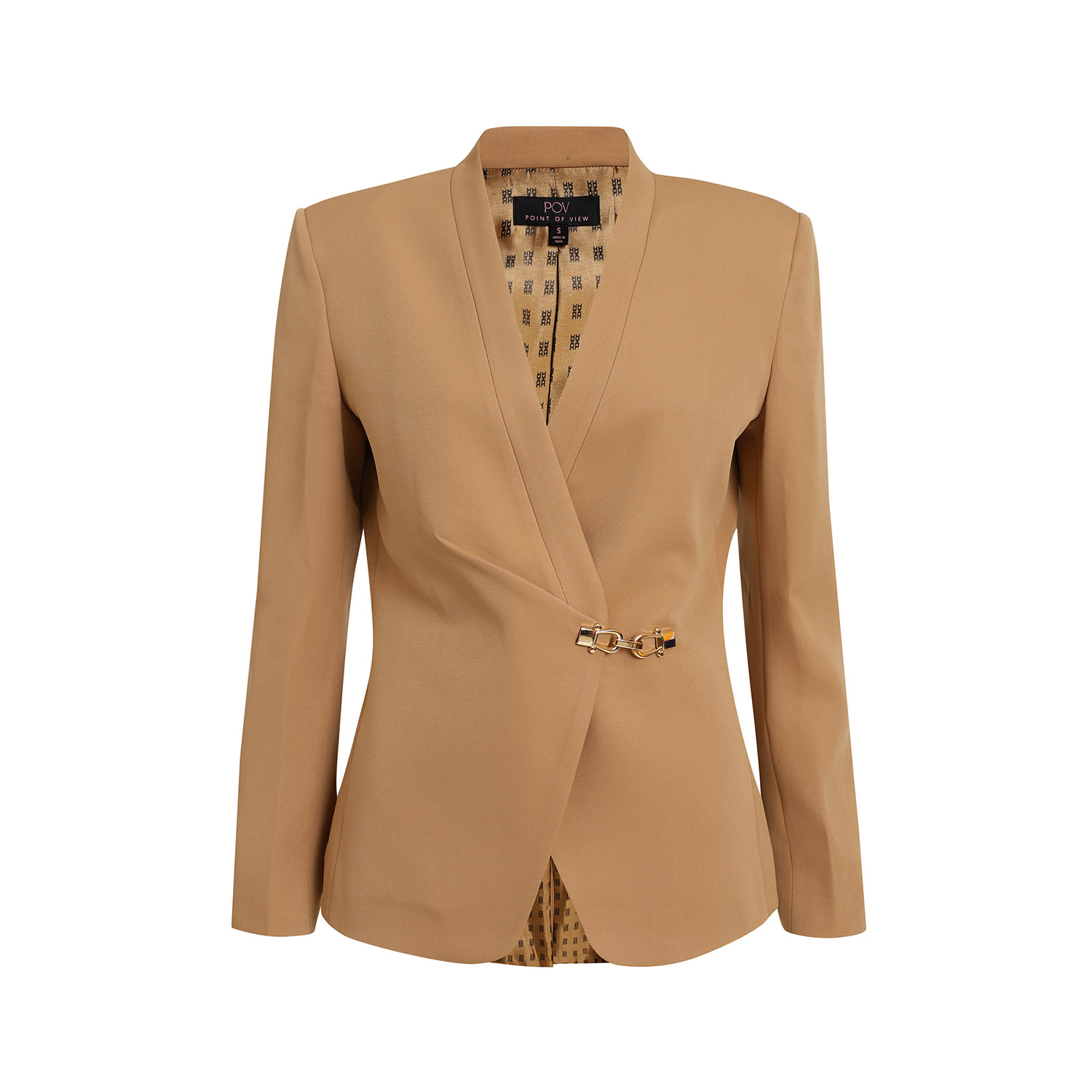 Matriarch Pleat Jacket For Women - Camel Brown | Large | Point of View Label