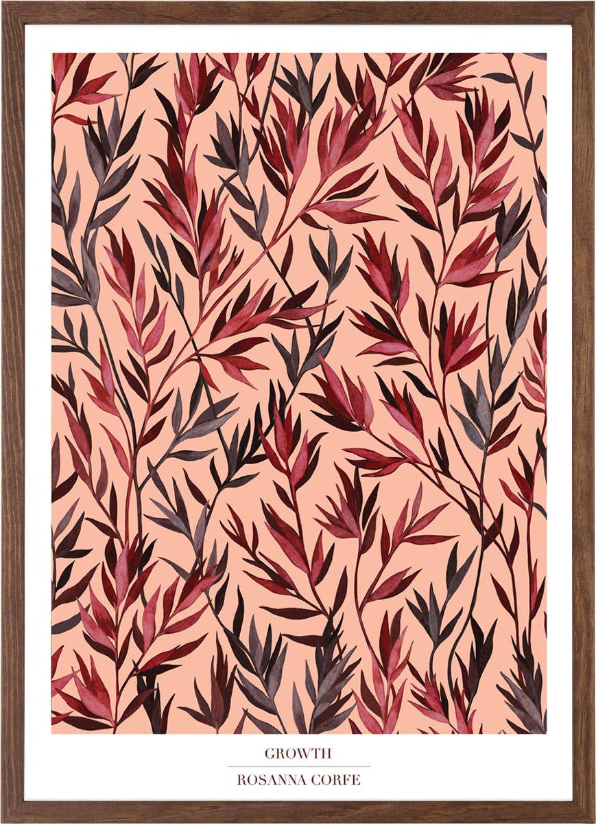 Rosanna Corfe Red / Pink / Purple A2 - 'growth' Blush Pink Botanical Art Print In Red/pink/purple