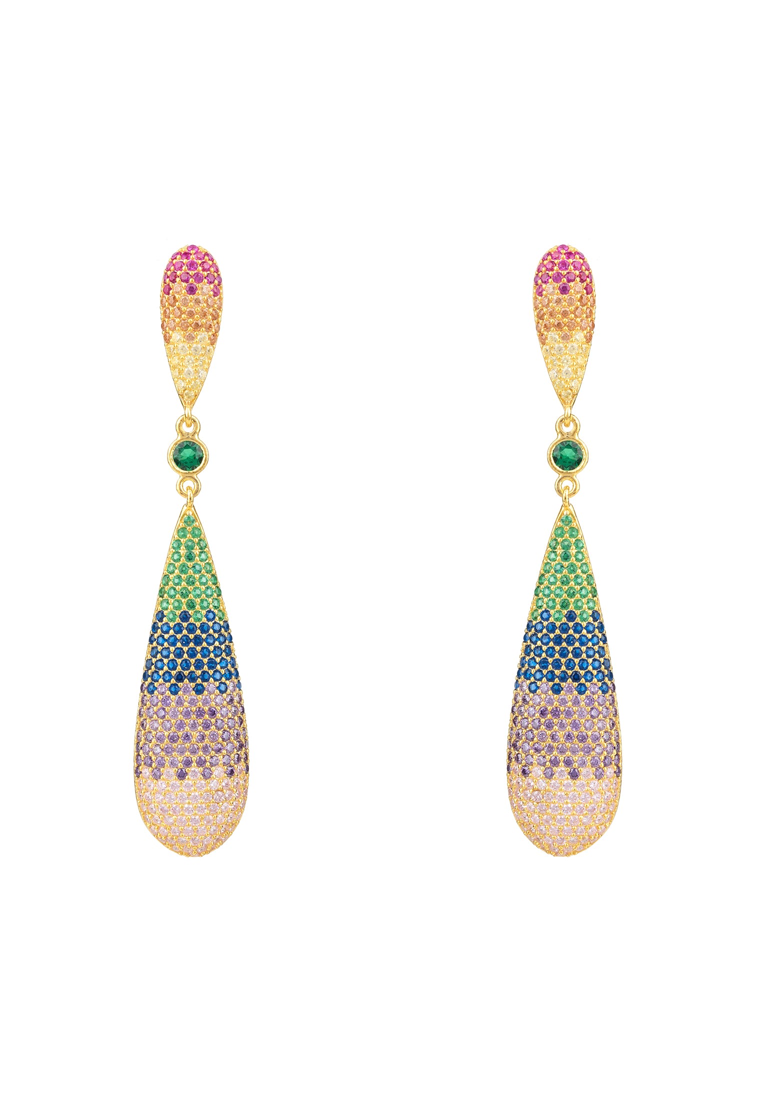 Women’s Latelita Coco`s Long Drop Earrings Rainbow Gold