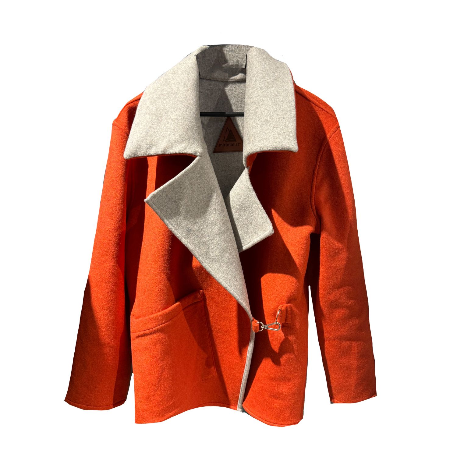 Mirimalist Women's Grey / Red Origin Wool Coat Reversible In Grey/red