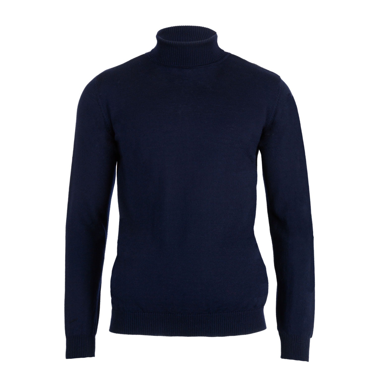 Blue Mens Extra Fine Merino Wool Weston Roll Neck Jumper - Navy XXL Paul James Knitwear