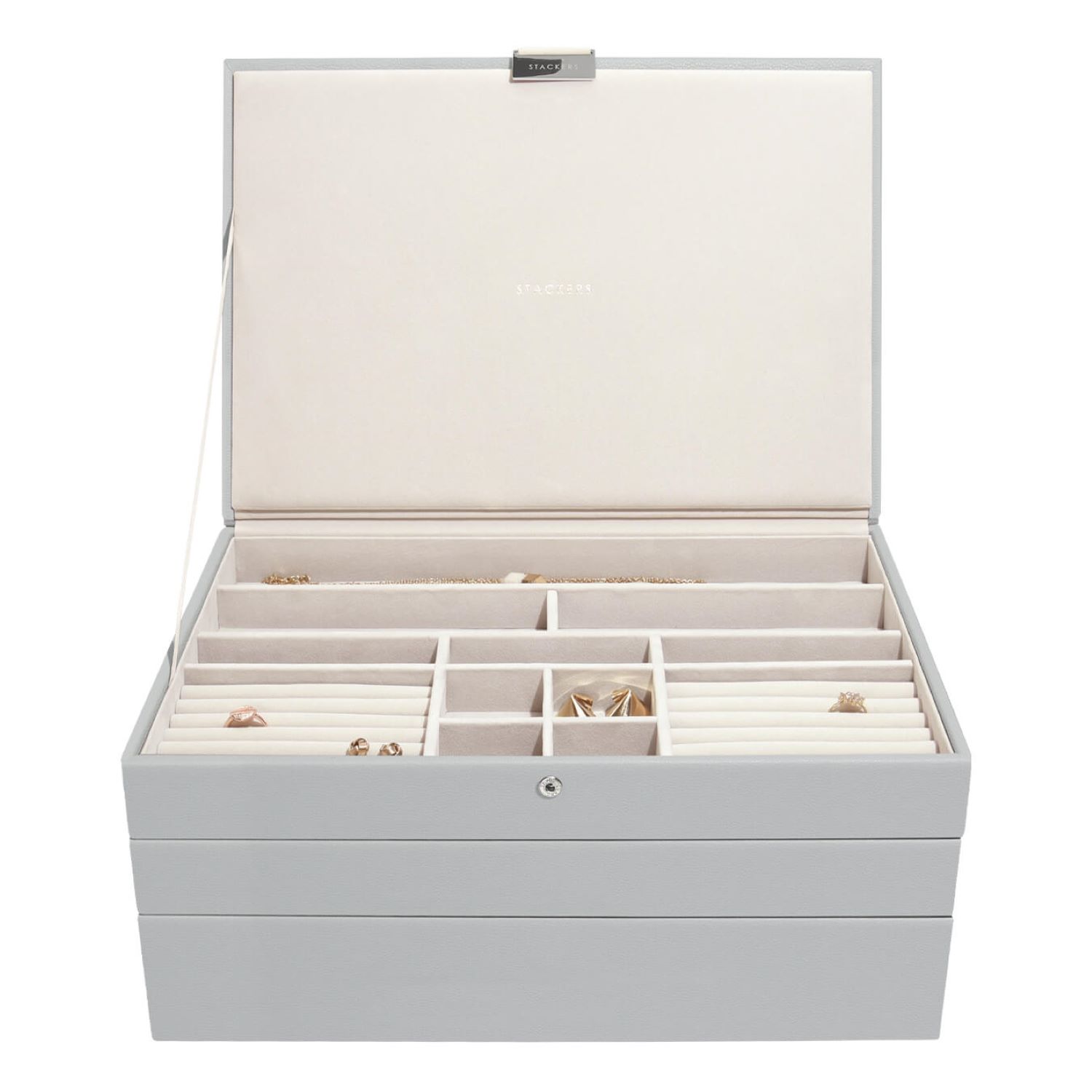 Women’s Stackers Pebble Grey Supersize Jewelry Box Set Of Three